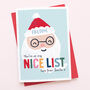 Cute Santa Nice List Christmas Card, thumbnail 1 of 2