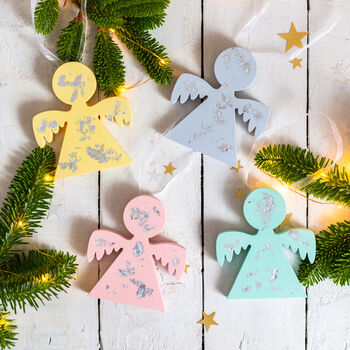 Pastel And Silver Jesmonite Christmas Tree Angel Decoration, 2 of 3