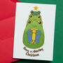 Stacked Frogs Christmas Card, thumbnail 1 of 2