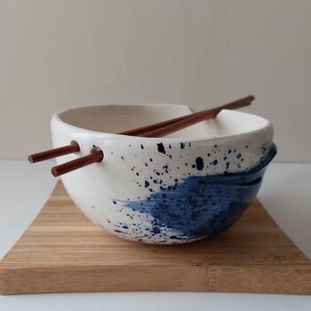 Handmade Ceramic Ramen Bowl With Chopsticks, 2 of 7