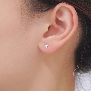 Sterling Silver Barely Visible Starburst Earrings, 5 of 12