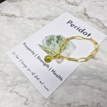 18ct Gold Plated Peridot August Birthstone Bracelet, 3 of 5