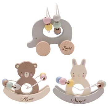 Personalised Wooden Bunny Wire And Bead Toy, 4 of 5