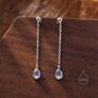 Sterling Silver Tiny Moonstone Droplet Stud Earrings, thumbnail 5 of 9