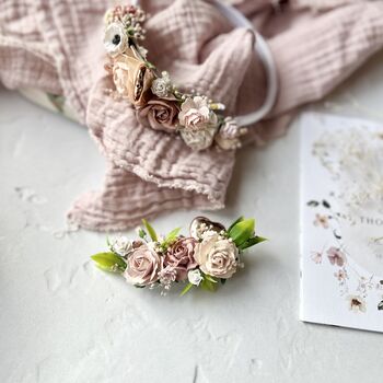 Dusty Rose And Blush Pink Floral Hair Clip, 2 of 9