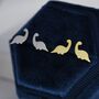 Tiny Dinosaur Stud Earrings In Sterling Silver, thumbnail 4 of 12