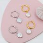Sterling Silver Coin Baroque Pearl Dangle Creole Hoop Earrings, thumbnail 3 of 12