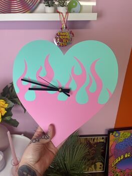 Flames Heart Shape Decorative Clock, 11 of 12