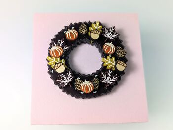 Autumn Fall Wreath Brooch Acrylic / Halloween Wreath Brooch, 11 of 12