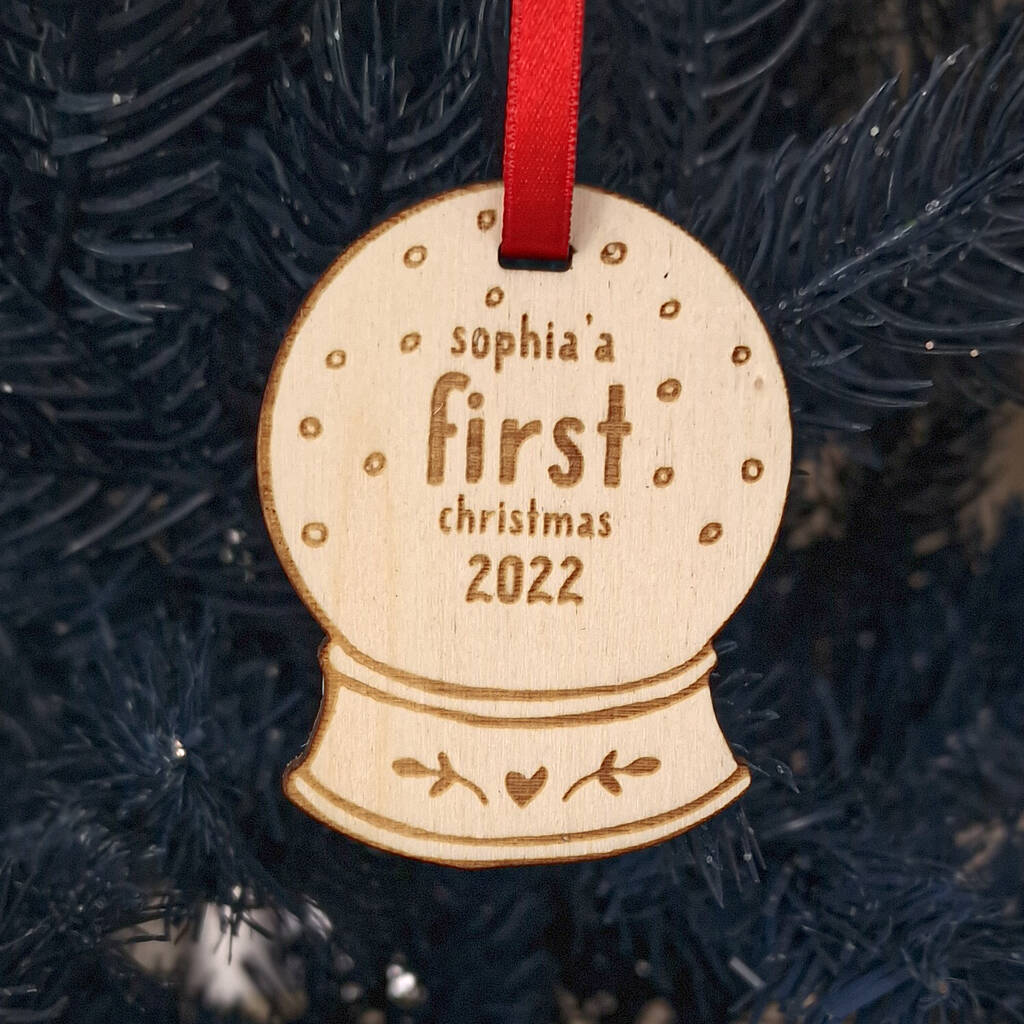 Personalised Snow Globe First Christmas Tree Decoration By Gift Delivery