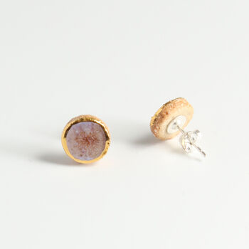 Sterling Silver, Ceramic, Glass And Gold Pale Pink Studs, 2 of 5