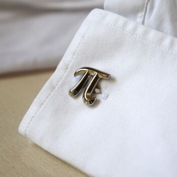 Pi Symbol Cufflinks 316 L Stainless Steel Mathematics Gift For Him, 3 of 5