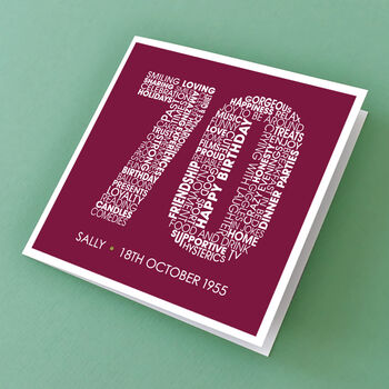 Personalised Name And Date 70th Birthday Card, 2 of 5