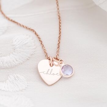Sterling Silver Esme Heart And Birthstone Necklace, 4 of 12