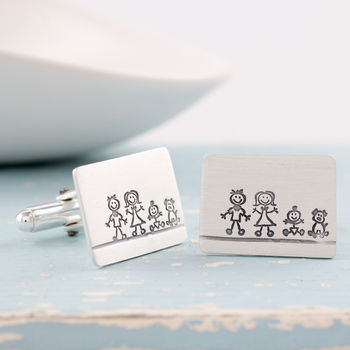 Personalised Cufflinks. Family Portrait Gift For Dad, 7 of 12