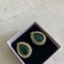 Emerald Green Gold Pearl Stud Earrings, thumbnail 3 of 7