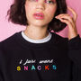 I Just Want Snacks Embroidered Sweatshirt, thumbnail 2 of 11