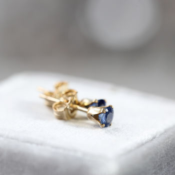 Blue Sapphire Stud Earrings In Silver Or Gold, 4 of 12
