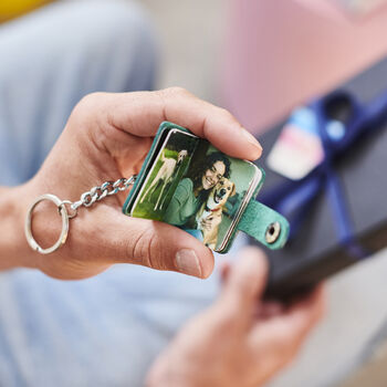 Personalised Leather Eight Photo Mini Book Keyring For Grandad With Hot Stamped Initials, Name Or Date, 11 of 12