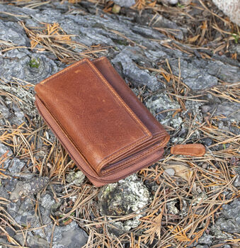 Women's Luxury Oiled Leather Small Trifold Purse Rfid Protected Personsalised, 3 of 6