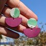 Geo Leather And Sterling Silver Drop Earrings, thumbnail 2 of 4