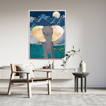 Framed Elephant Blue Mountain Safari Wall Art Print, 2 of 6