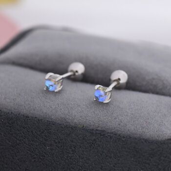 Sterling Silver Moonstone Screw Back Earrings, 7 of 12
