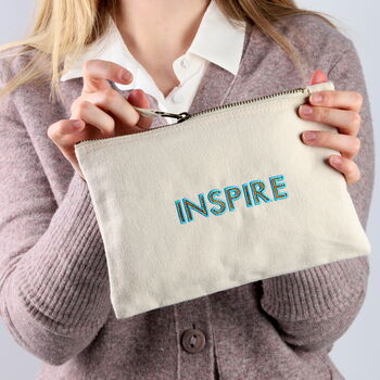Organic Cotton Inspire Slogan Makeup Bag, 2 of 7