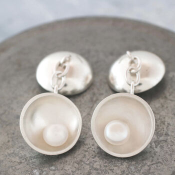 Pearl Anniversary Gift For Him. Double Sided Cufflinks, 3 of 8