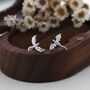 Extra Tiny Mismatched Dragon And Phoenix Stud Earrings In Sterling Silver, thumbnail 4 of 12