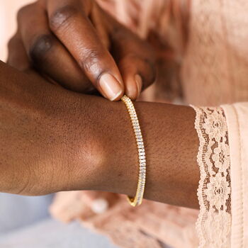 Baguette Crystal Tennis Bracelet In Gold Plating, 3 of 4