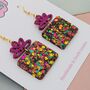 Pink And Gold Christmas Present Glitter Resin Earrings, thumbnail 2 of 4