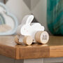 Personalised Wooden Push Toy Elephant Bear Or Rabbit, thumbnail 2 of 12