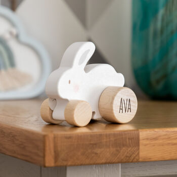 Personalised Wooden Push Toy Elephant Bear Or Rabbit, 2 of 12