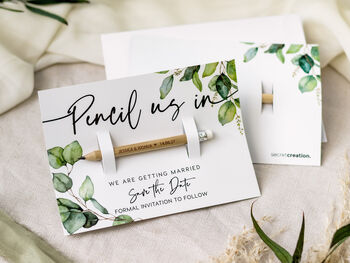 Save The Date Pencil Us In With Botanical Card, 10 of 12