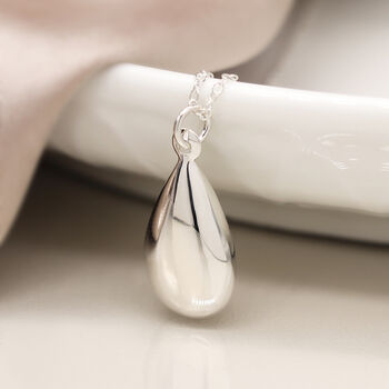 Sterling Silver Polished Teardrop Necklace, 3 of 3