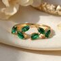 Open Leaf Emerald May Birthstone Gold Vermeil Ring, thumbnail 1 of 6