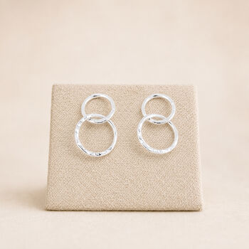 Sterling Silver Moving Linked Hoop Stud Earrings, 10 of 10