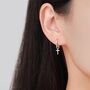 Sterling Silver Cross Hoop Earrings, thumbnail 3 of 12