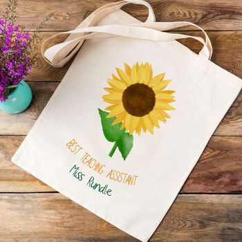 Sunflower Personalised Teacher Tote Bag, 2 of 2