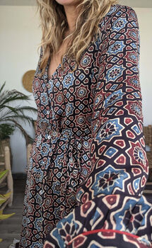 Luxury Silk Medina Shirt Dress/Kimono Black Batik, 12 of 12