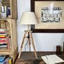 Wooden Tripod Lamp With Linen Shade, thumbnail 1 of 5