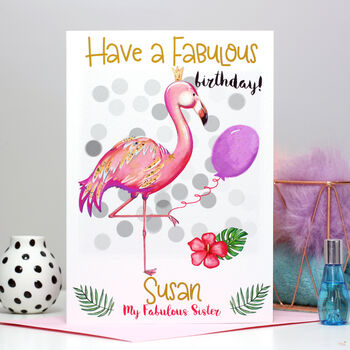 Personalised Flamingo 'Fabulous' 40th Birthday Card, 2 of 6