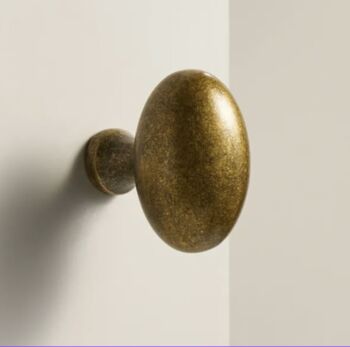 Antique Brass Egg Knob With Backplate, 4 of 5