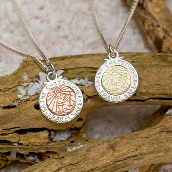 St Christopher Silver And Gold Or Rose Gold Necklace, 2 of 11