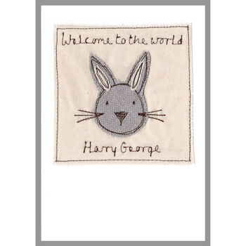Personalised Rabbit 1st Birthday Or New Baby Boy Card, 2 of 12
