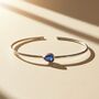 Minimalist Sapphire September Birthstone Silver Bangle, thumbnail 1 of 5