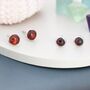 Natural Garnet Stud Earrings In Sterling Silver, thumbnail 6 of 12