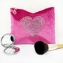 Heart Rhinestone Velvet Make Up Bag Gift For Her, thumbnail 5 of 6