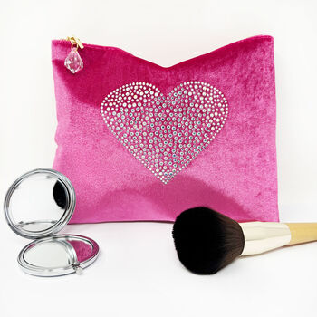 Heart Rhinestone Velvet Make Up Bag Gift For Her, 5 of 6